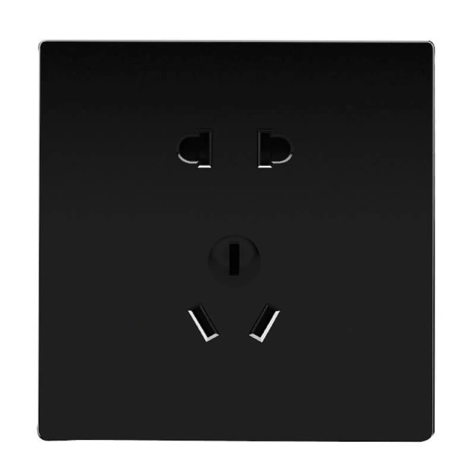 Modern Black 86-Type Wall Socket | 2-Outlets