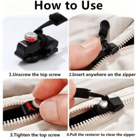 Universal Zipper Repair Kit – 3 Size Replacement, Tool-Free, Easy Install