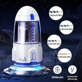 Automatic Pencil Sharpener Electric Adjustable Thickness Cartoon Rocket Spacecraft Sharpener Tool For Student Kid Birthday Gift