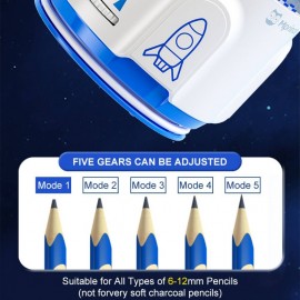 Automatic Pencil Sharpener Electric Adjustable Thickness Cartoon Rocket Spacecraft Sharpener Tool For Student Kid Birthday Gift