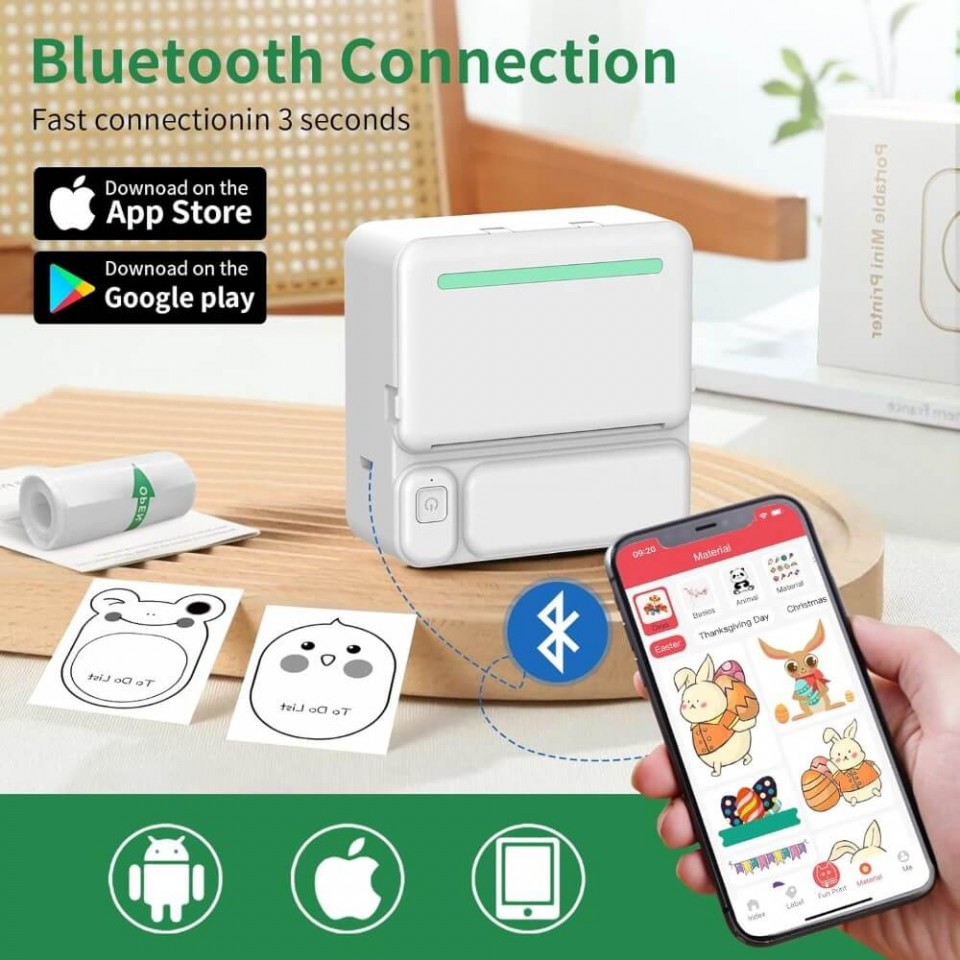 Portable Mini Printer for Labels Photos and Notes - Wireless and ...