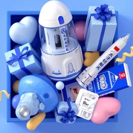 Tom Cat Automatic Electric Pencil Sharpener Magic Erasers Mini Vacuum Cleaner Electric Stationery Set Gift Box