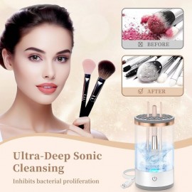 Rechargeable Electric Makeup Brush Cleaner – Quick & Deep Cleaning Machine for All Brush Types – Portable & Compact for Travel & Home