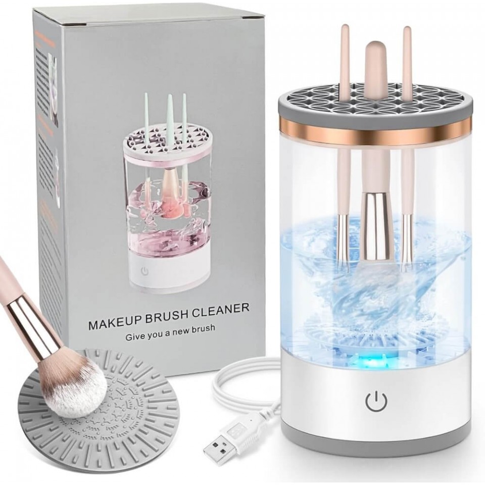 Rechargeable Electric Makeup Brush Cleaner – Quick & Deep Cleaning Machine for All Brush Types – Portable & Compact for Travel & Home