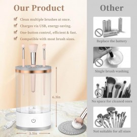 Rechargeable Electric Makeup Brush Cleaner – Quick & Deep Cleaning Machine for All Brush Types – Portable & Compact for Travel & Home