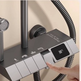 Smart Digital Thermostatic Shower Set – Enhanced Pressure Copper Black Shower Head for Home