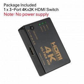 HDMI Switch 4K Switcher 3 in 1 out HD 1080P Video Cable Splitter 1x3 Hub Adapter Converter for PS4/3 TV Box HDTV PC (Black)