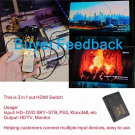 HDMI Switch 4K Switcher 3 in 1 out HD 1080P Video Cable Splitter 1x3 Hub Adapter Converter for PS4/3 TV Box HDTV PC (Black)