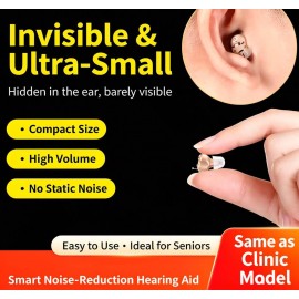 M-LID G19 Invisible Rechargeable Hearing Aid – Digital Chip, Noise Reduction, Single Ear (Skin Tone)