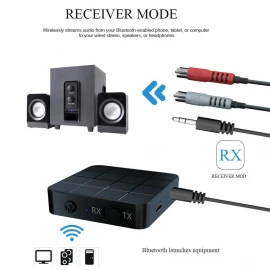 Bluetooth 5.0 Transmitter Receiver Bluetooth Audio Adapter 2-in-1 AUX Jack RCA Stereo Wireless Adapter with Mic