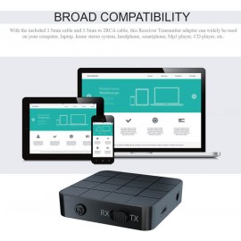 Bluetooth 5.0 Transmitter Receiver Bluetooth Audio Adapter 2-in-1 AUX Jack RCA Stereo Wireless Adapter with Mic