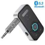 5.3 Bluetooth Transmitter Receiver for Tv Car Audio Adapter 2-in-1 AUX Jack RCA Stereo Wireless Adapter with Mic (Black)