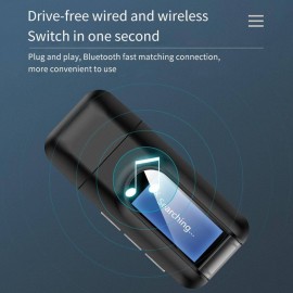 USB Bluetooth 5.0 + EDR + LCD Display audio receiver and transmitter with bluetooth audio jack receiver for TV Car PC