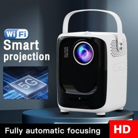 XBOSS A1 1080p Mini Portable Projector with 5g Dual-band WiFi and Bluetooth for Iphone And Android Full HD Supported Fully Automatic Focusing (White)
