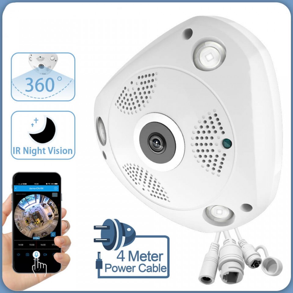 3D HD Eye 360 Camera VR360 Panoramic 5MP WiFi HD Night Vision Contol Wireless ip Camera with Motion Detection Security System