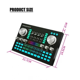A2 Live Sound Card Sound Card for Pc and Phone Portable Audio Mixer for Streaming Music Recording Karaoke Singing with Bluetooth USB 48V 3.5mm
