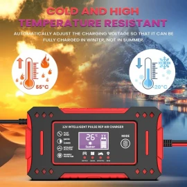 Car Battery Charger and Jump Starter Combo Motorcycle Battery Charger Booster 12v Automatic Battery Repair with LCD Display