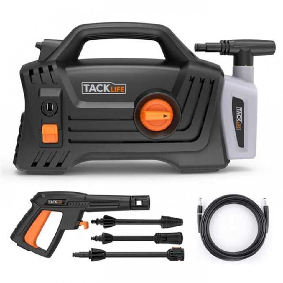 TACKLIFE PPW001-1400U High Pressure Washer 1400W, 1600 PSI, Portable Car Cleaner