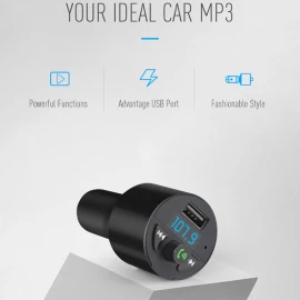 XBOSS Stereo One Bluetooth FM Transmitter Wireless In-Car FM Transmitter Radio Adapter Car Kit Universal Car Charger with USB Charging Port Hands Free Calling for iPhone Samsung etc