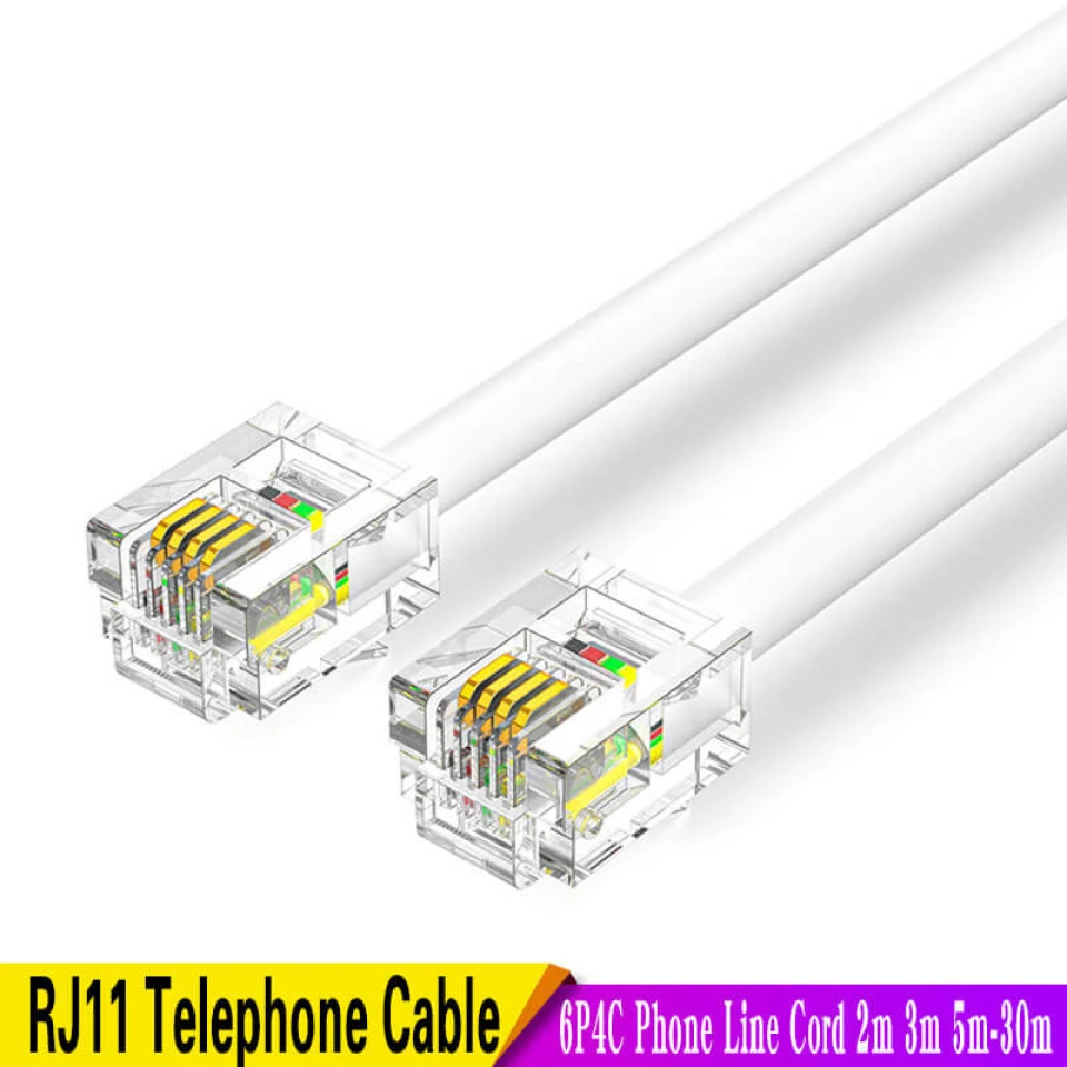 RJ11 Telephone Cable Male to Male Phone Line Cord for DSL ADSL Modem Answernig Machine Caller ID Fax Telephone