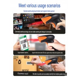 EVAWGIB 1D 2D Barcode Scanner Wired One-Dimensional and Two-Dimensional Code Scanning Gun for Windows Ios Android Ipad (Wired Orange Black)