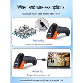 EVAWGIB 1D 2D Barcode Scanner Wired One-Dimensional and Two-Dimensional Code Scanning Gun for Windows Ios Android Ipad (Wired Orange Black)