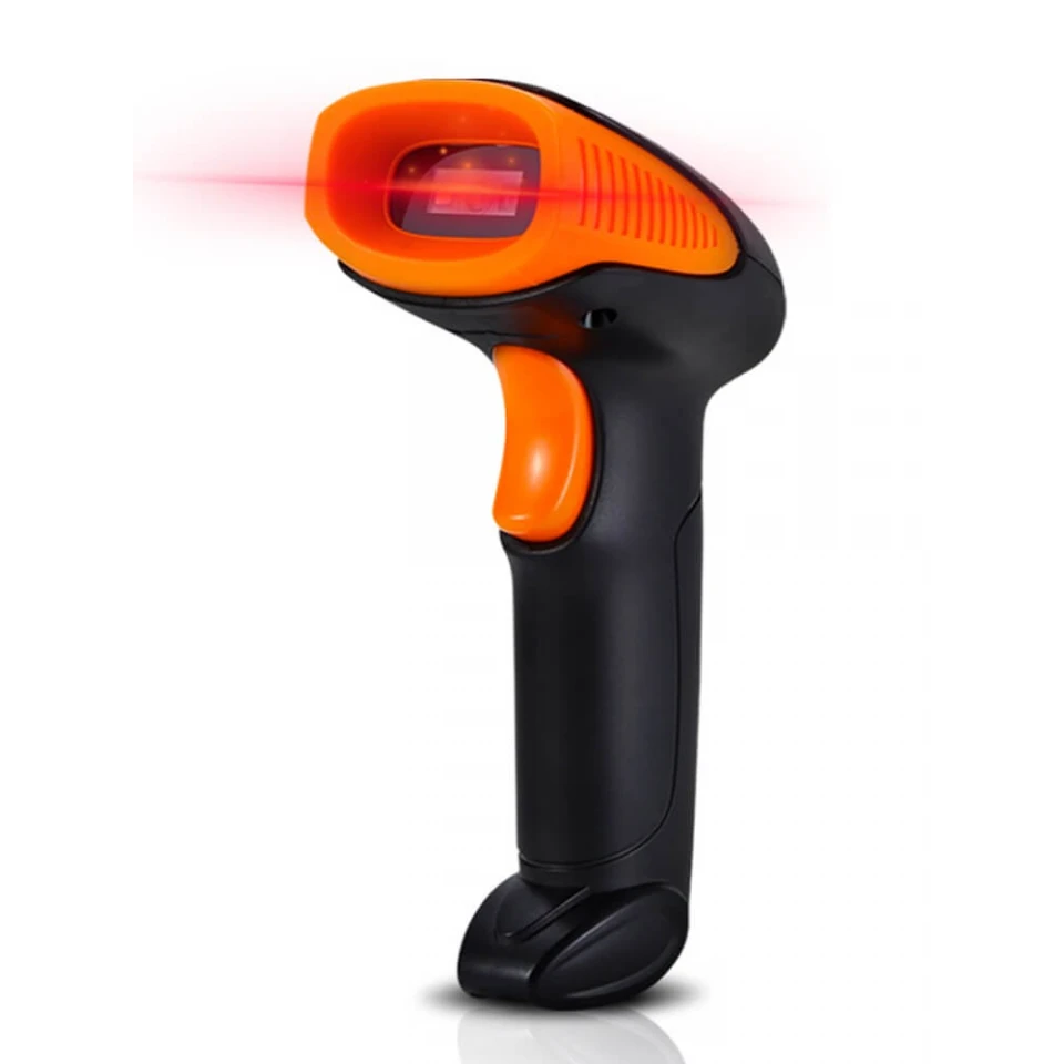 EVAWGIB 1D 2D Barcode Scanner Wired One-Dimensional and Two-Dimensional Code Scanning Gun for Windows Ios Android Ipad (Wired Orange Black)