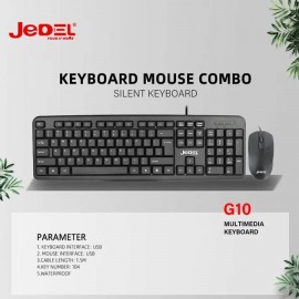 JEDEL G10 Combo 2-in-1: USB Wired Keyboard & Mouse – Durable, Compact & Compatible with Win/Mac