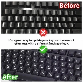 Keyboard Sticker Russian Language Protective Film Layout Button Letters for PC Laptop (Black)