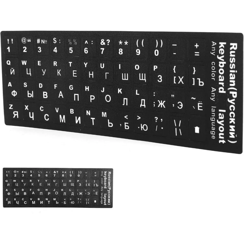 Keyboard Sticker Russian Language Protective Film Layout Button Letters for PC Laptop (Black)