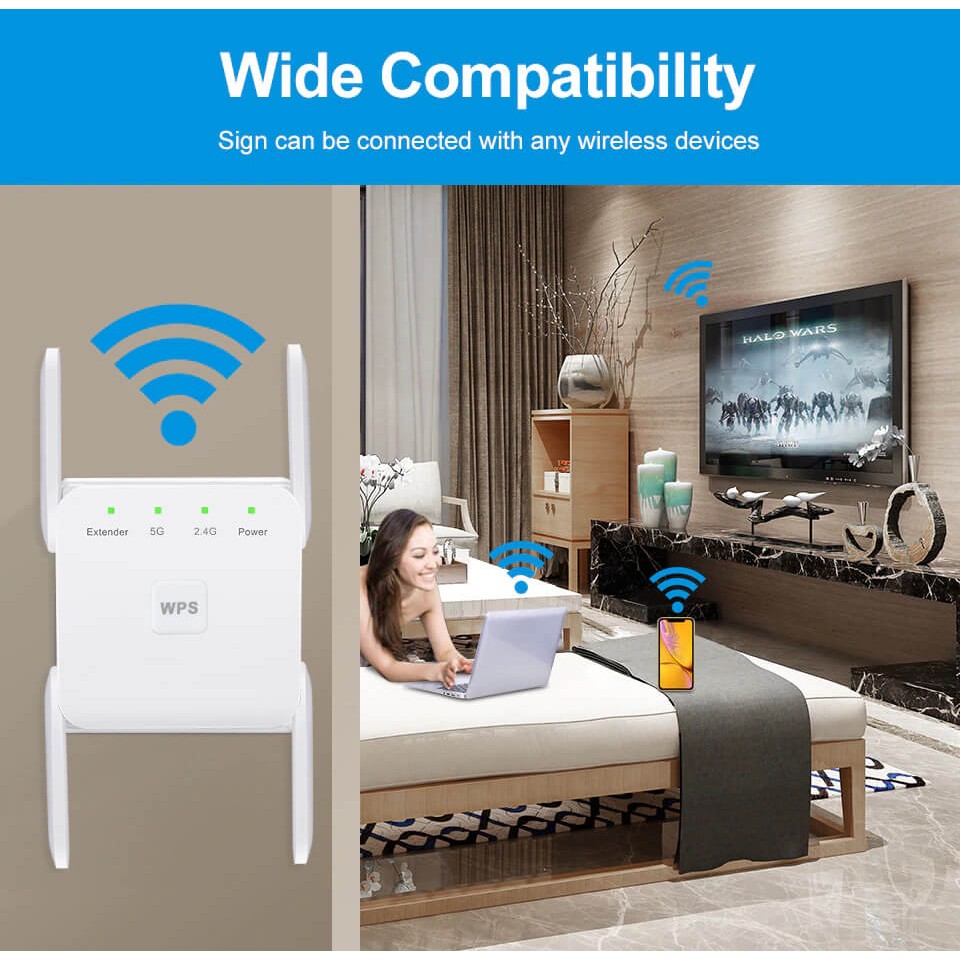 Long Range Extender Wireless WiFi Repeater Wi Fi Booster 2.4G/5Ghz Wi-Fi  Amplifier 1200 M Wifi Router Access Point