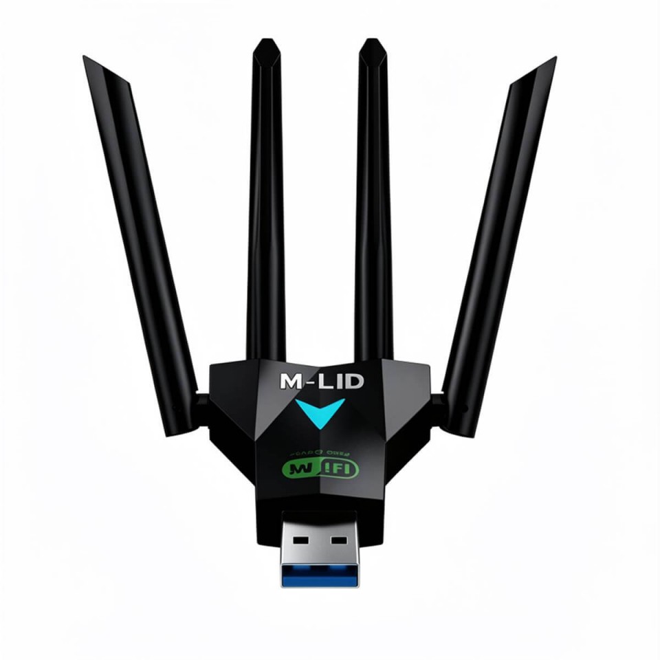M-LID AC1300 USB WiFi Adapter 1300Mbps – USB 3.0 Dual Band 2.4GHz/5GHz, 4 Antennas