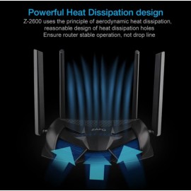 Zapo Gaming Wireless WiFi Router for Home Dual Band 5Ghz AC 2600Mbps Works with Xbox, Playstation, PC and More (Black)