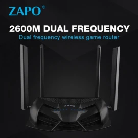 Zapo Gaming Wireless WiFi Router for Home Dual Band 5Ghz AC 2600Mbps Works with Xbox, Playstation, PC and More (Black)