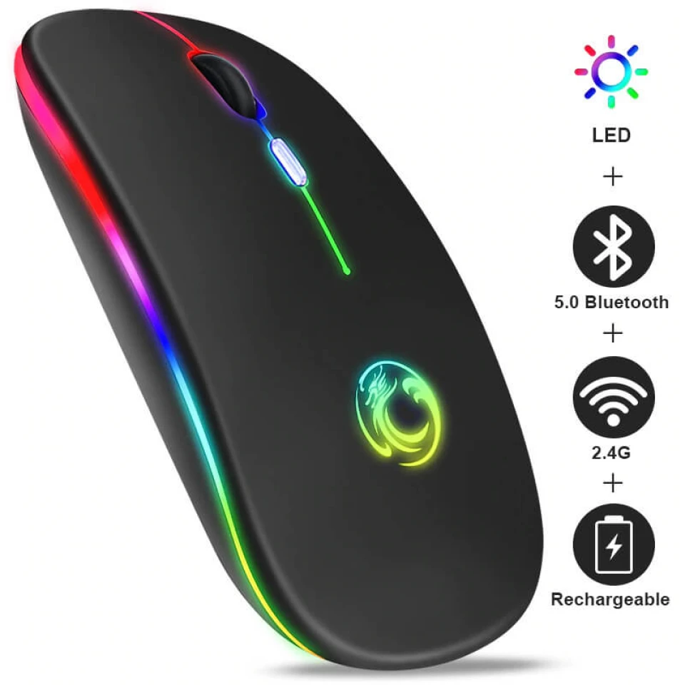 iMICI RGB Bluetooth Mouse Android / Pc / Iphone / Ipad Wireless Mouse Computer Silent Mause LED Backlit Ergonomic Gaming Mouse For Laptop PC and Phone