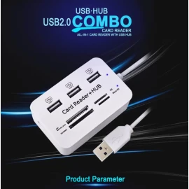 XBOSS C6 Card Reader and 3 Ports Usb Hub, High Speed External Memory Card Reader (MS, Micro SD,SD/MMC,M2,TF Card)