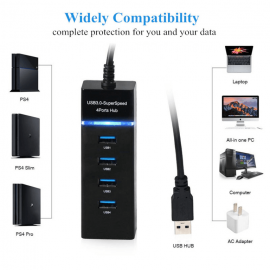 XBOSS C8 4 Port USB 3.0 Hub High Speed 5Gbps Transfer Speed Lightweight USB Cable Adapter for PS4/PS4 Slim/Ps4 Pro//XBOX ONE/XBOX360/Computer Laptop PC  XBOSS C8 4 Port USB 3.0 Hub High Speed 5Gbps Transfer Speed Lightweight USB Cable Adapter for PS4/PS4 Slim/Ps4 Pro//XBOX ONE/XBOX360/Computer Laptop PC