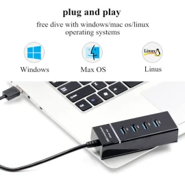 XBOSS C8 4 Port USB 3.0 Hub High Speed 5Gbps Transfer Speed Lightweight USB Cable Adapter for PS4/PS4 Slim/Ps4 Pro//XBOX ONE/XBOX360/Computer Laptop PC 