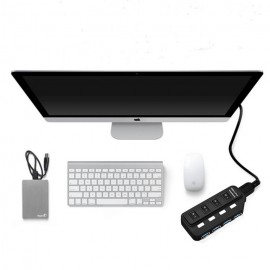 XBOSS GALAXY N4 4 Ports USB 3.0 High Speed 5Gbps Splitter Power Supply Adapter Data Transfer with Individual On/Off Switches and LEDs 1m USB Cable for Windows/Os Mac/Ps2/Ps3/Ps4/Game and any other USB