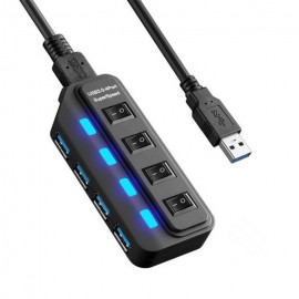 XBOSS GALAXY N4 4 Ports USB 3.0 High Speed 5Gbps Splitter Power Supply Adapter Data Transfer with Individual On/Off Switches and LEDs 1m USB Cable for Windows/Os Mac/Ps2/Ps3/Ps4/Game and any other USB