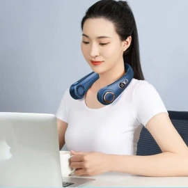 CHIGO Portable Neck Fan, Hands Free Bladeless Fan 5 Speeds Adjustment USB Hanging Neck Fan, Headphone Design, Wearable Personal Fan, Rechargeable