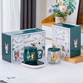 Electric Tea, Coffee Cup Heater and 55 Degree Constant Temperature Cup Set Gift Box for Teachers