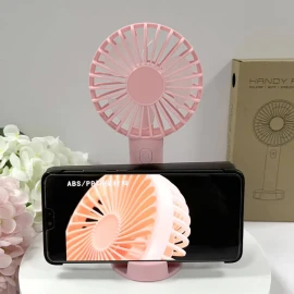 Mini Portable Fan Handheld 3 Speeds USB Rechargeable With Phone Stand