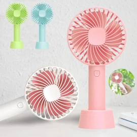 Mini Portable Fan Handheld 3 Speeds USB Rechargeable With Phone Stand