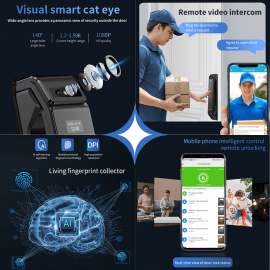 NeweKey Tuya App Face Recognition Home Door Smart Lock with HD Video Intercom