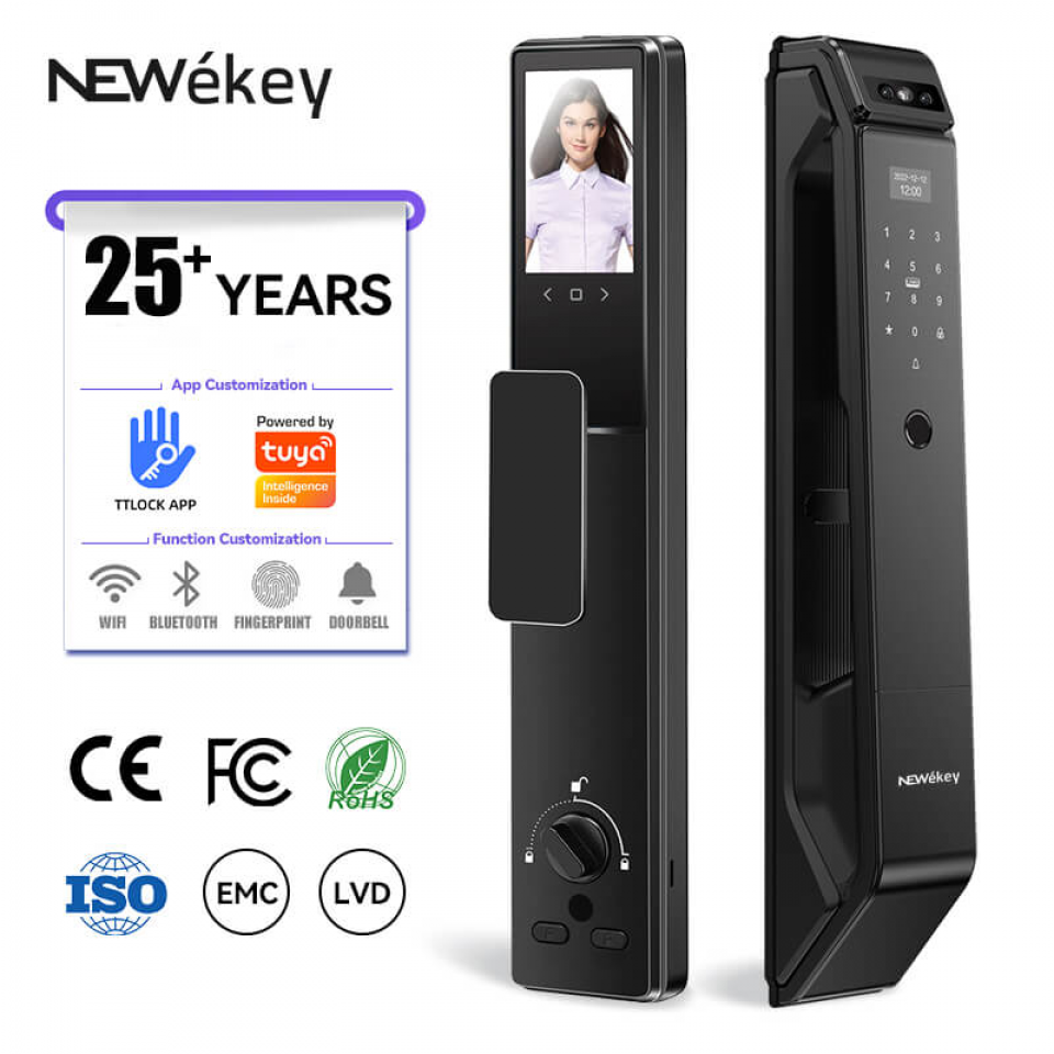 NeweKey Tuya App Face Recognition Home Door Smart Lock with HD Video Intercom