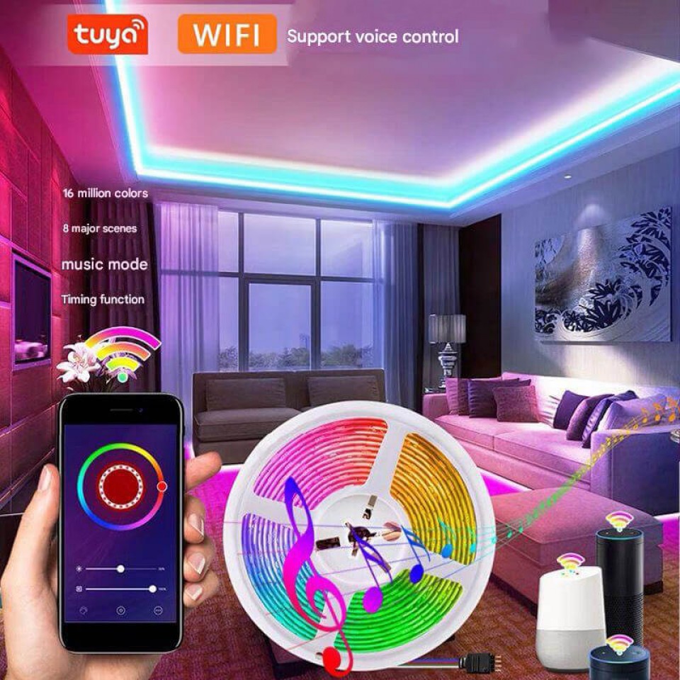 Tuya WiFi Smart RGB LED Strip Light – Voice Control, Music Sync, Mi Home Google Home Compatible