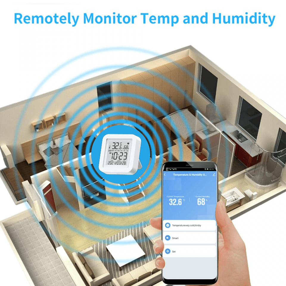 Falde tilbage Smigre klynke Tuya WiFi Temperature and Humidity Sensor Home Assistant for Smart Home  Thermometer with IR Remote