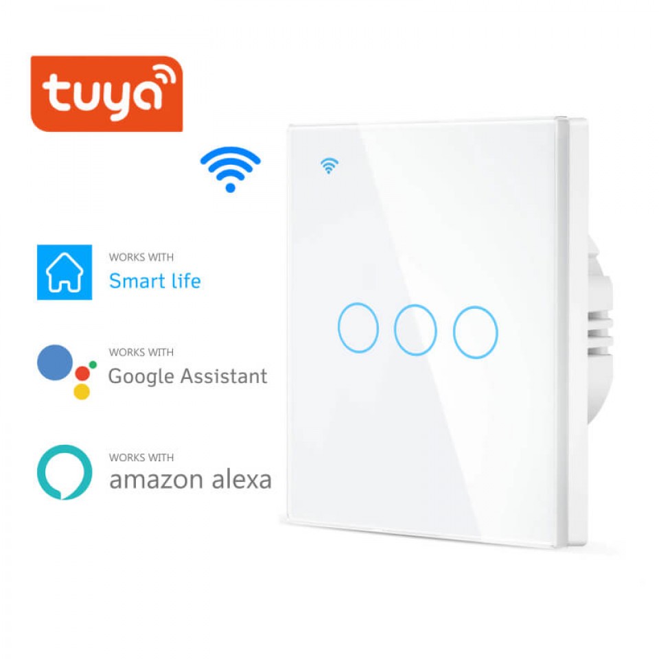 Tuya Smart Wifi Touch Light Switch No Neutral Wire Required 1 2 3 4 Gang  for Ceiling Light Fan Door
