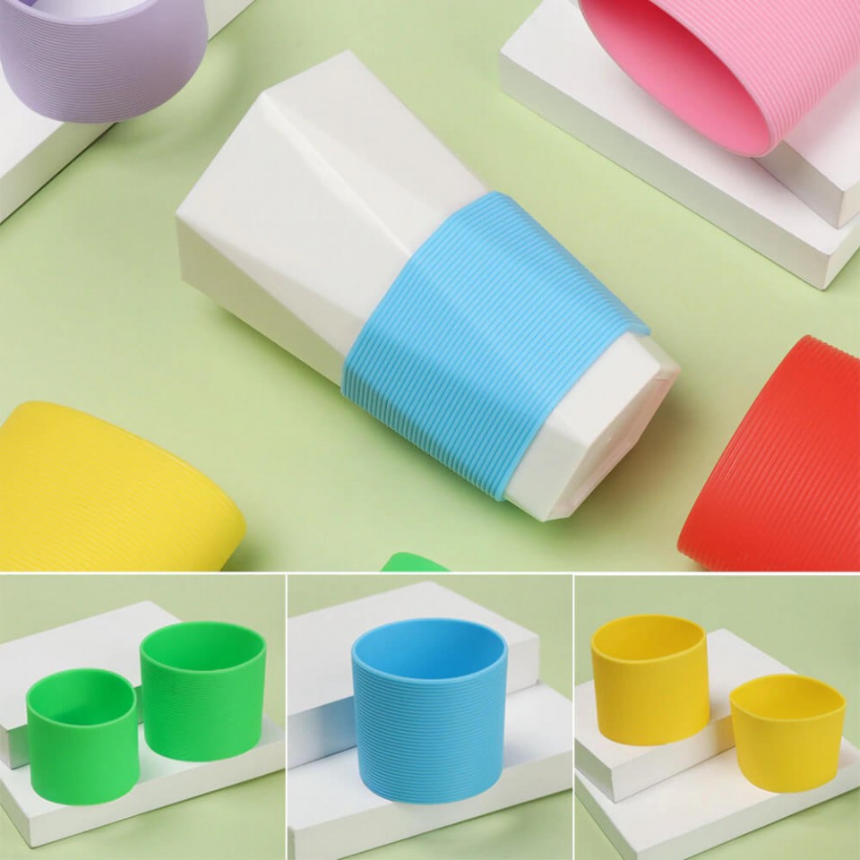 Silicone Cup Sleeve Bottle Non-slip Glass Bottle Cover Mugs Ceramic Coffee  Wraps